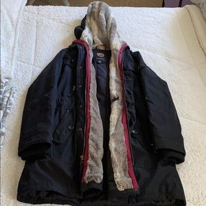 WOMENS HEAVY FUR LINED WINTER COAT WITH HOOD SIZEL